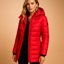 Barclay & Bloom | Damen langer Steppmantel – gesteppte Kapuzen-Winterjacke