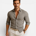Men’s Button-Down Shirt Linen Blend Lightweight Slim Fit