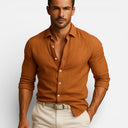 Men’s Button-Down Shirt Linen Blend Lightweight Slim Fit