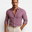 Men’s Button-Down Shirt Linen Blend Lightweight Slim Fit