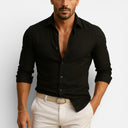 Men’s Button-Down Shirt Linen Blend Lightweight Slim Fit