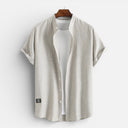 Men’s Linen Cotton Blend Shirt and Shorts Set Lightweight Summer Outfit