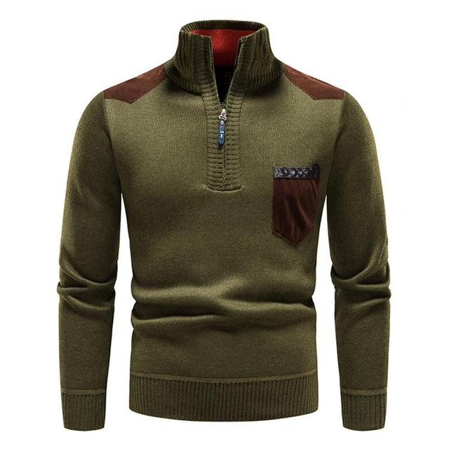 Men’s Sweater – Half-Zip Knit Pullover with Chest Pocket