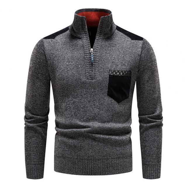 Men’s Sweater – Half-Zip Knit Pullover with Chest Pocket
