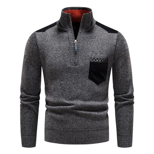 Men’s Sweater – Half-Zip Knit Pullover with Chest Pocket