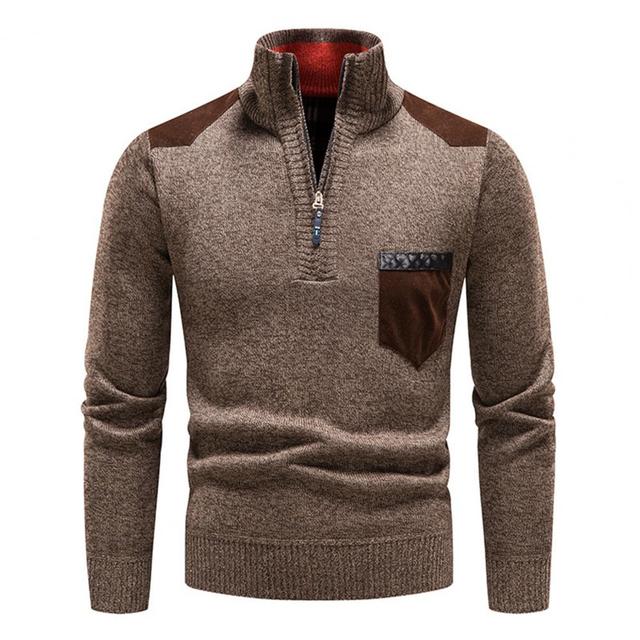 Men’s Sweater – Half-Zip Knit Pullover with Chest Pocket