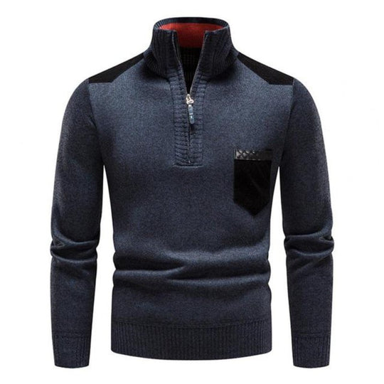 Men’s Sweater – Half-Zip Knit Pullover with Chest Pocket