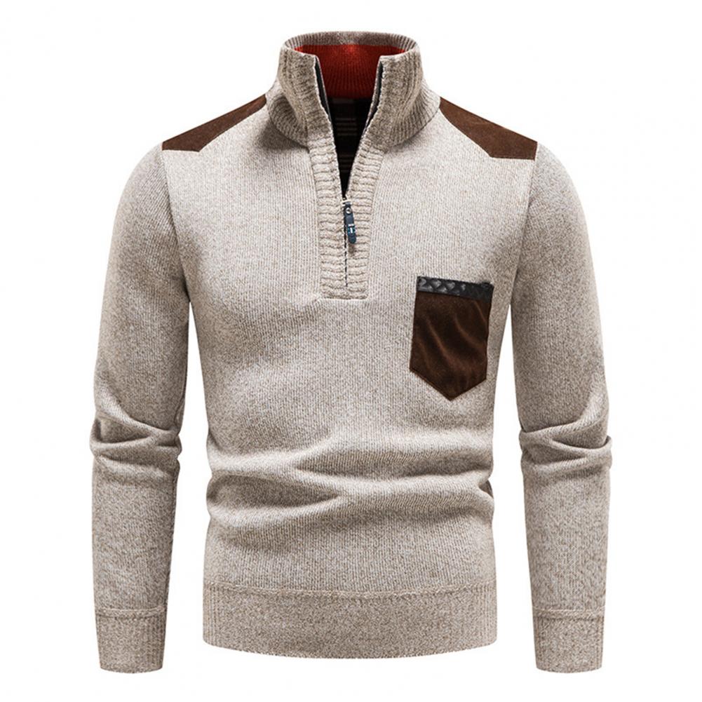 Men’s Sweater – Half-Zip Knit Pullover with Chest Pocket