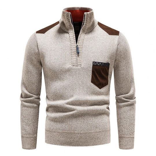 Men’s Sweater – Half-Zip Knit Pullover with Chest Pocket
