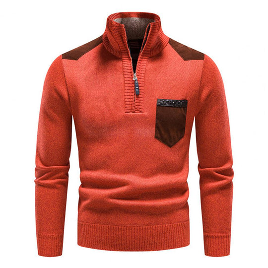 Men’s Sweater – Half-Zip Knit Pullover with Chest Pocket
