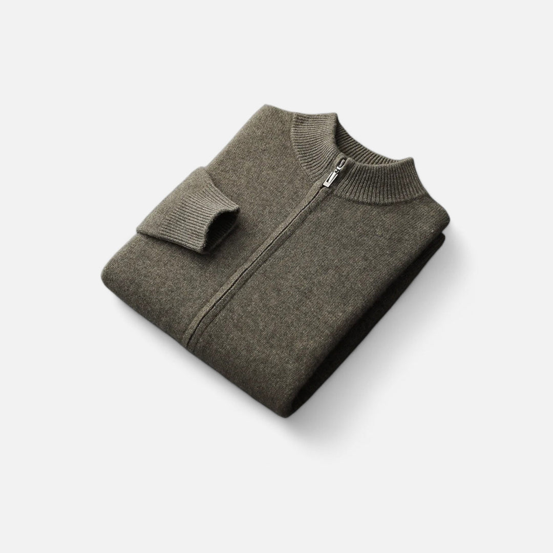 Barclay & Bloom | Men’s Zip Cardigan – Lightweight Wool Blend Knit Jacket