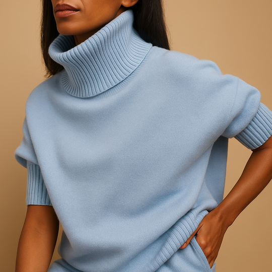 Barclay & Bloom | Women’s Knit Sweater – Short Sleeve Turtleneck Pullover