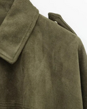 Women’s Suede Bomber Jacket – Classic Oversized Fit