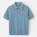 Men’s Ribbed Polo Shirt Lightweight Cotton Summer Classic Fit