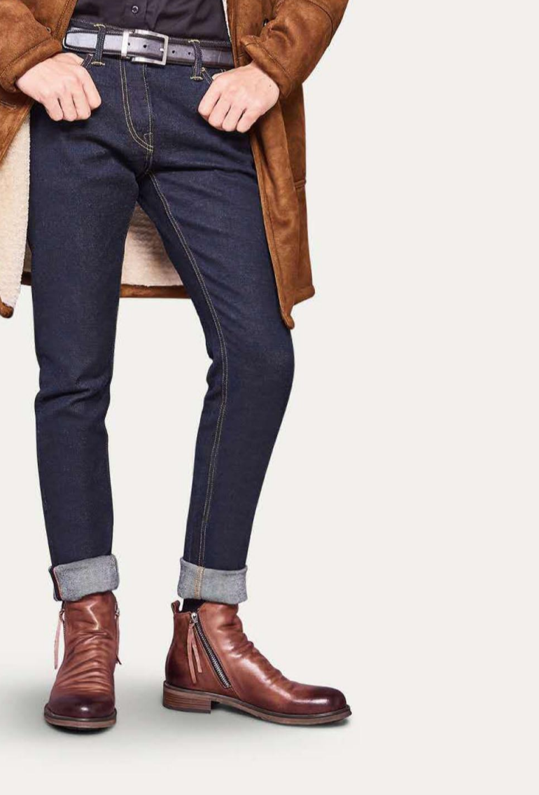 Men’s Boots – Leather Ankle Boots with Side Zipper