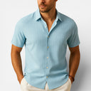 Men’s Short Sleeve Shirt Linen Cotton Comfort Classic Fit