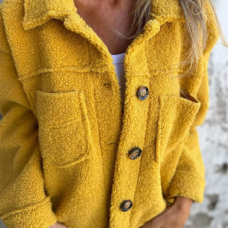 Alina Women’s Fleece Jacket – Long Sleeve Button Front Sherpa