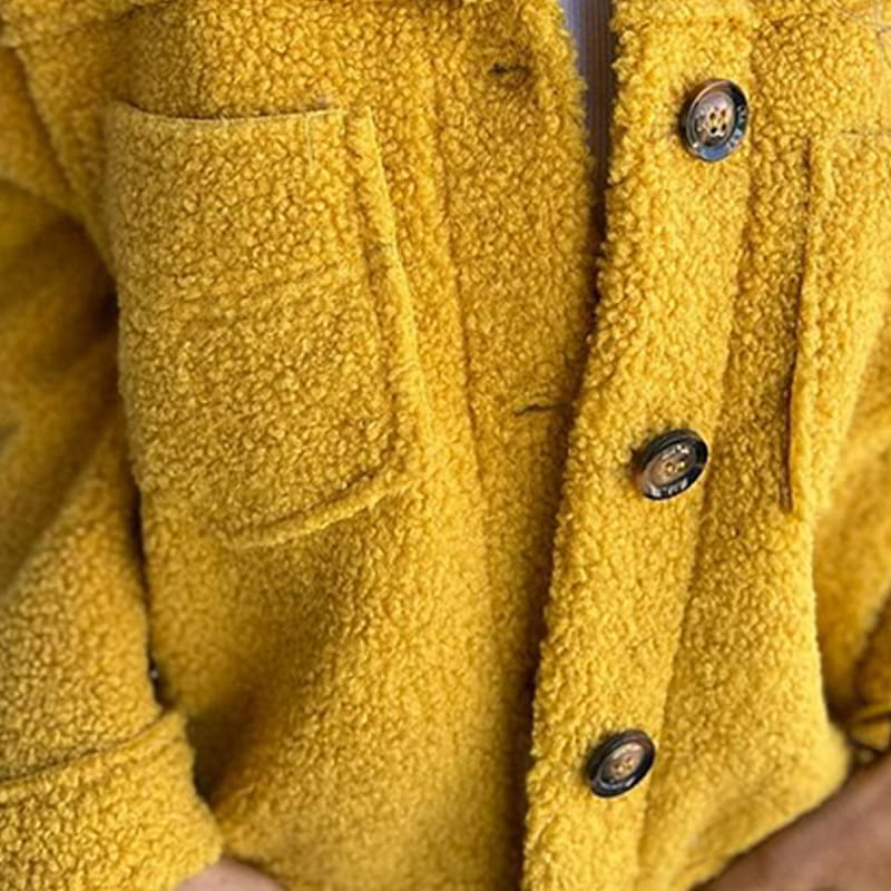 Alina Women’s Fleece Jacket – Long Sleeve Button Front Sherpa