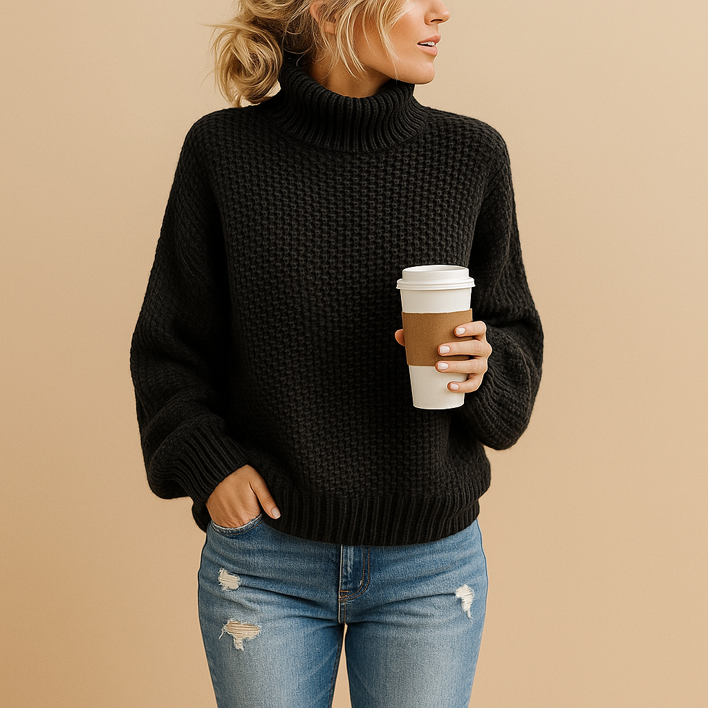 Noor Women’s Knit Sweater – Long Sleeve Turtleneck Pullover