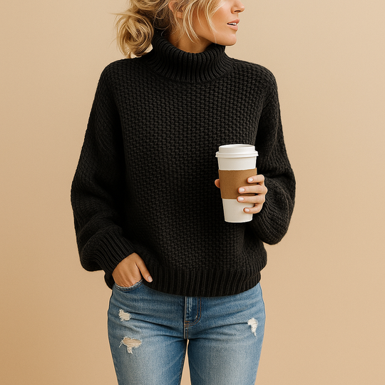 Noor Women’s Knit Sweater – Long Sleeve Turtleneck Pullover