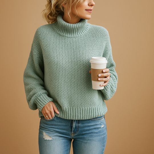 Noor Women’s Knit Sweater – Long Sleeve Turtleneck Pullover
