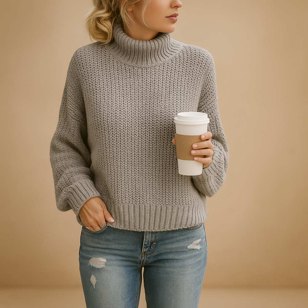 Noor Women’s Knit Sweater – Long Sleeve Turtleneck Pullover
