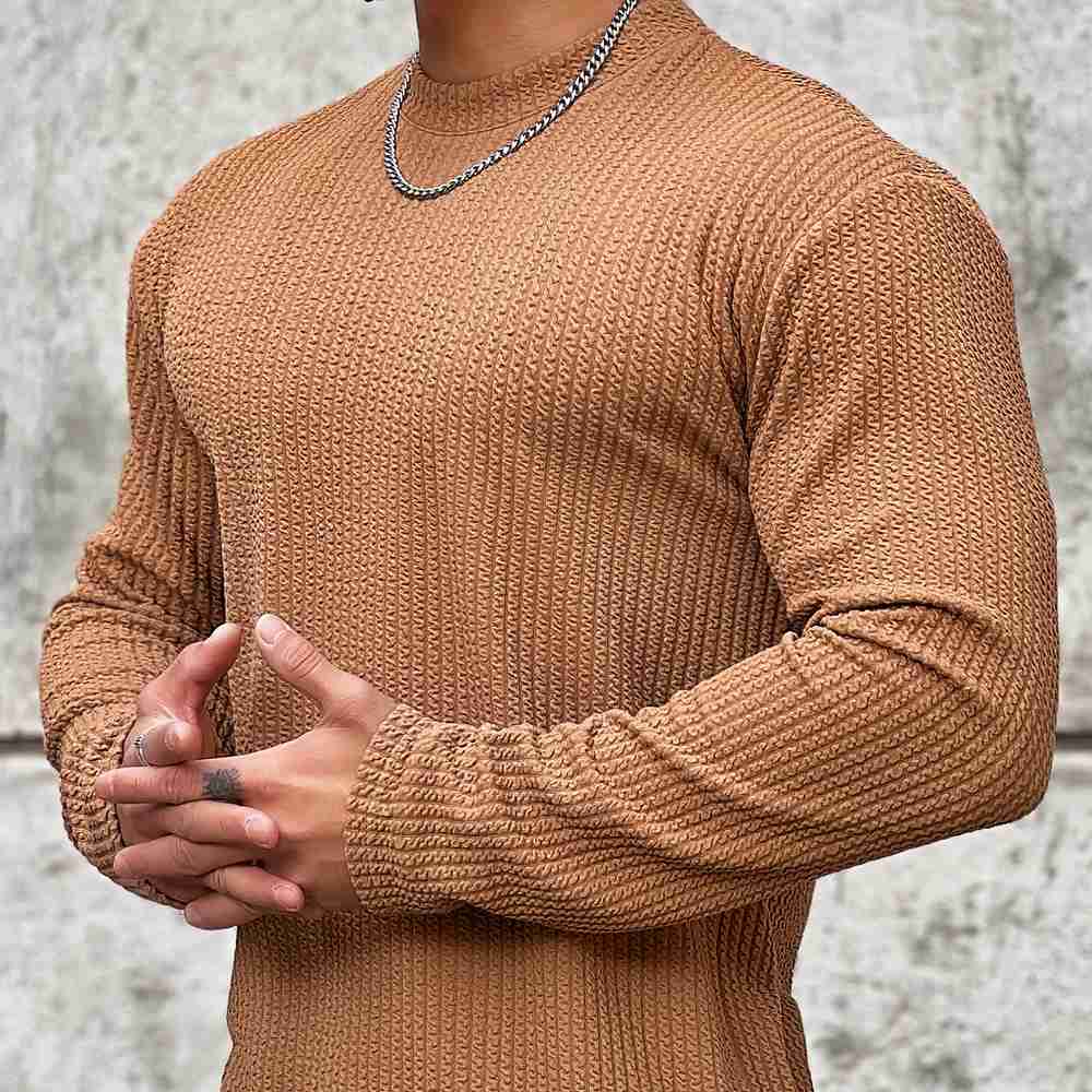 Milan Men’s Jumper – Long Sleeve Textured Crewneck