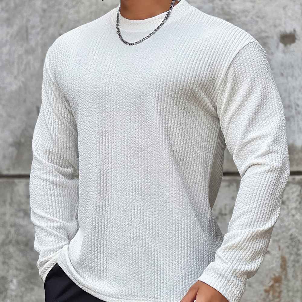 Milan Men’s Jumper – Long Sleeve Textured Crewneck