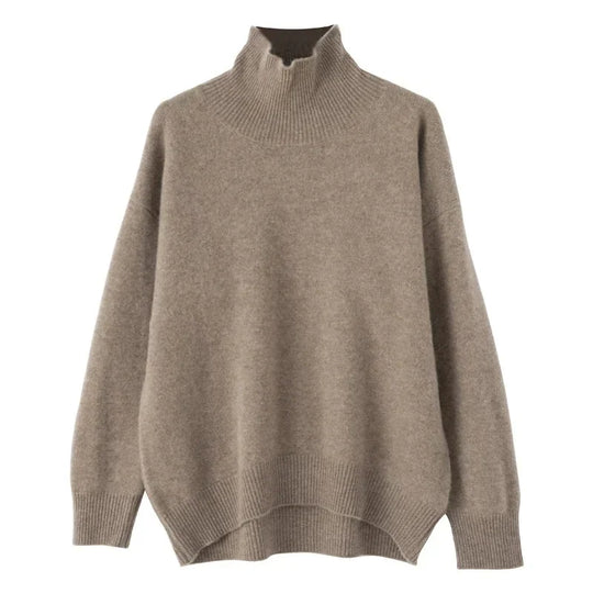 Barclay & Bloom | Women’s High Neck Wool Blend Sweater – Loose Fit Knit Pullover
