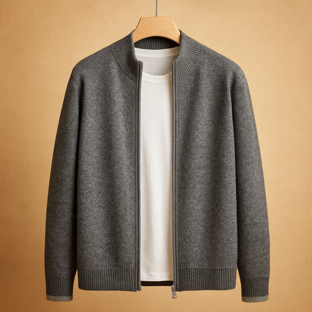 Barclay & Bloom | Men’s Zip Cardigan – Wool Blend Knit Jacket