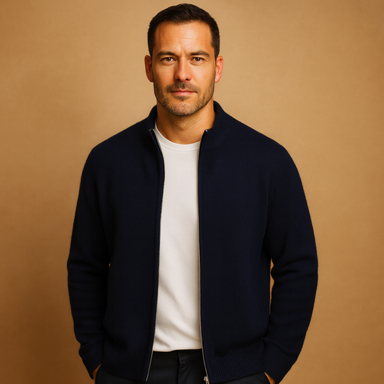 Barclay & Bloom | Men’s Zip Cardigan – Wool Blend Knit Jacket