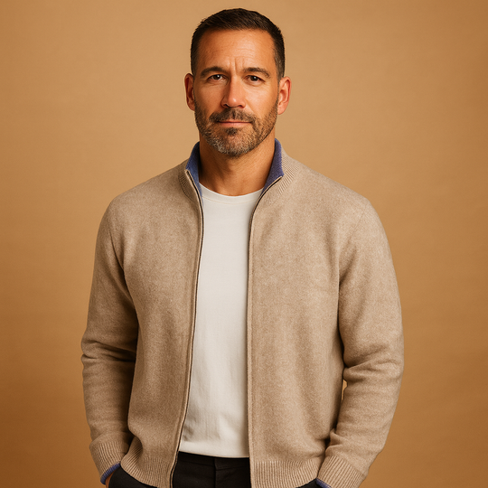 Barclay & Bloom | Men’s Zip Cardigan – Wool Blend Knit Jacket
