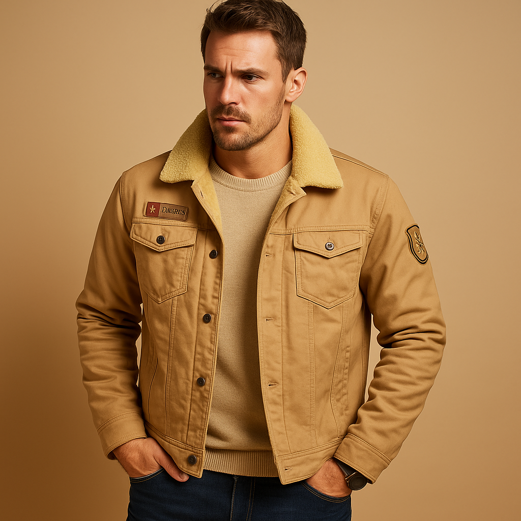Graham Men’s Sherpa Jacket – Fleece Lined Military Style Coat