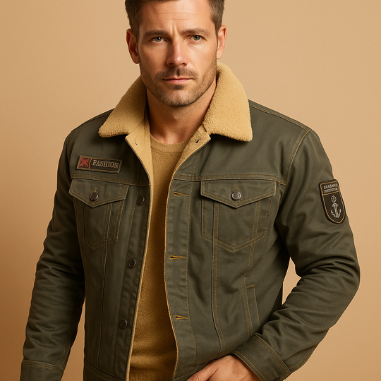 Graham Men’s Sherpa Jacket – Fleece Lined Military Style Coat