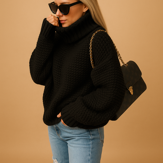 Elina Women’s Knit Sweater – Long Sleeve Turtleneck Pullover