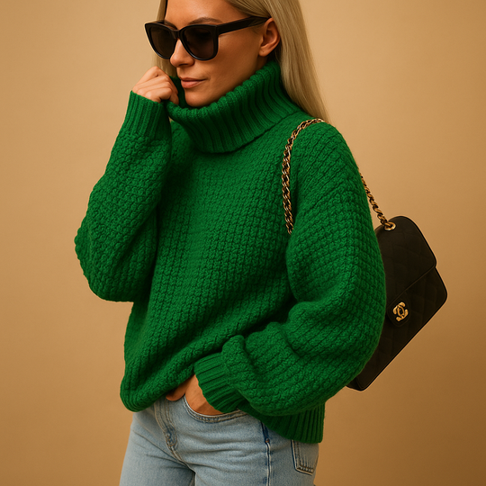 Elina Women’s Knit Sweater – Long Sleeve Turtleneck Pullover