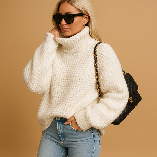 Elina Women’s Knit Sweater – Long Sleeve Turtleneck Pullover