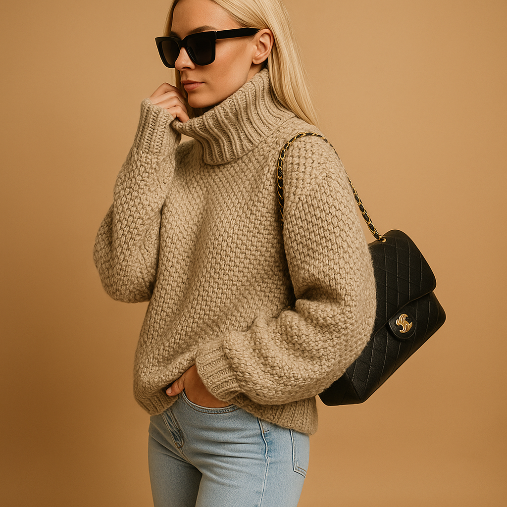 Elina Women’s Knit Sweater – Long Sleeve Turtleneck Pullover