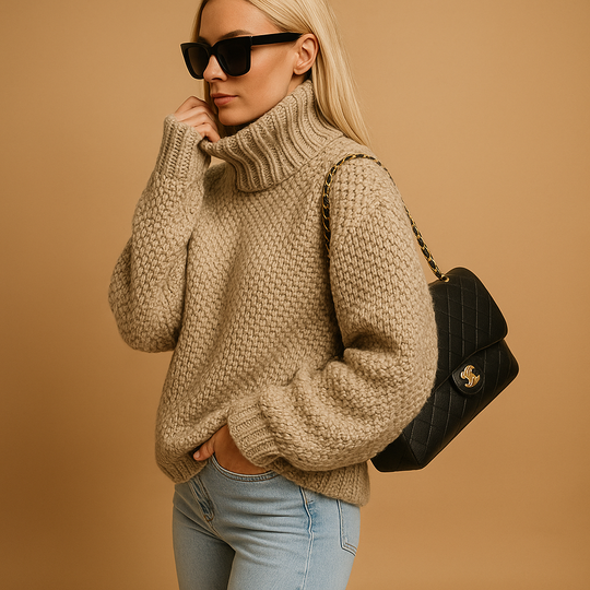 Elina Women’s Knit Sweater – Long Sleeve Turtleneck Pullover