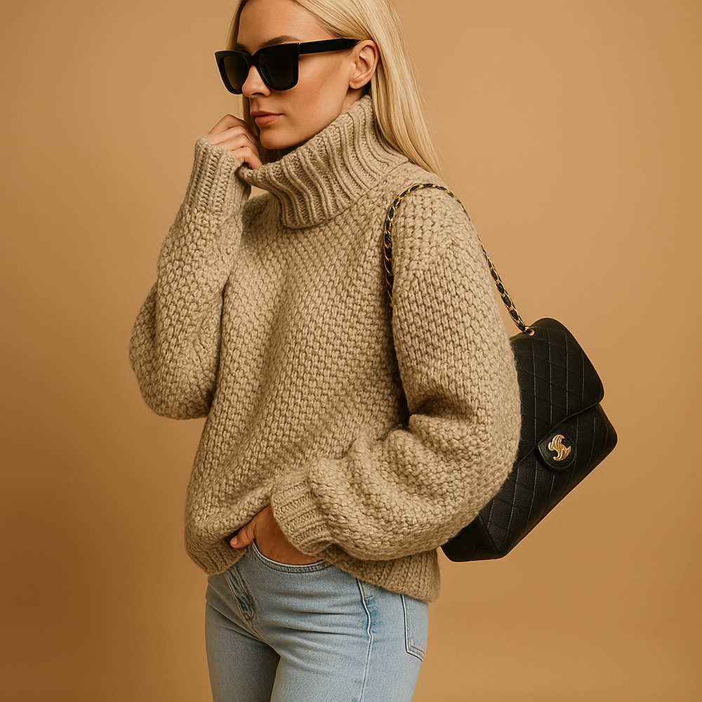 Barclay & Bloom | Women’s Chunky Knit Sweater – Turtleneck Textured Pullover