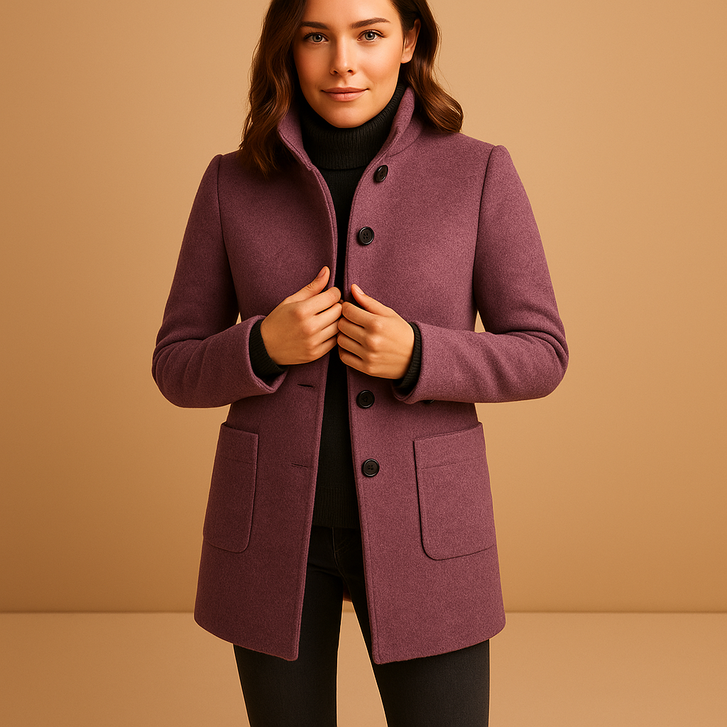 Barclay & Bloom | Damen Wollmischmantel – Einreihige mittellange Jacke