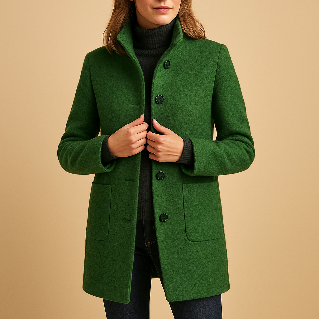 Barclay & Bloom | Damen Wollmischmantel – Einreihige mittellange Jacke