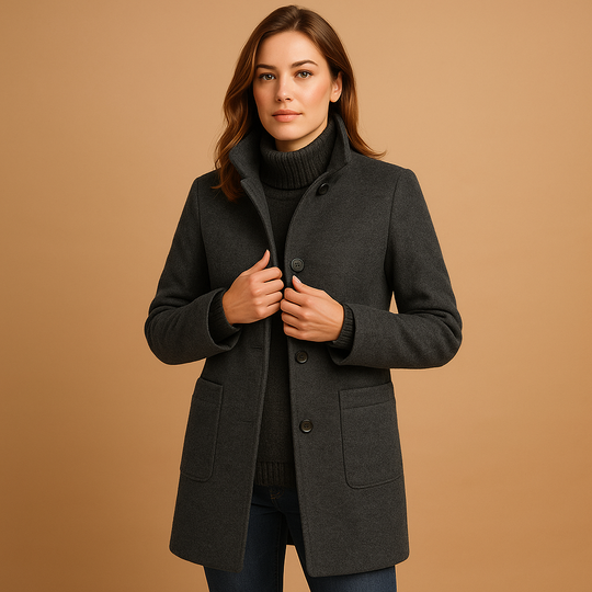 Barclay & Bloom | Damen Wollmischmantel – Einreihige mittellange Jacke