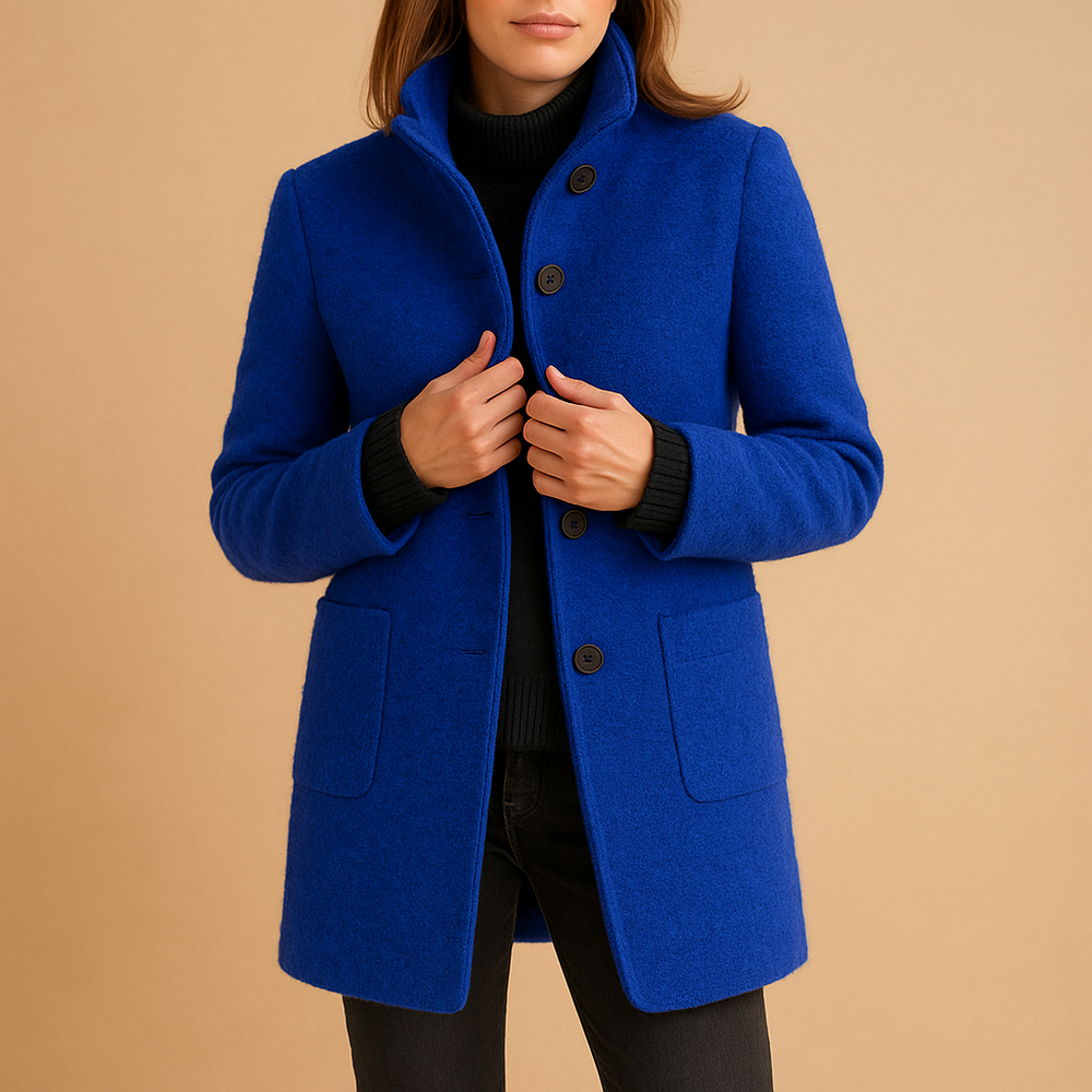 Barclay & Bloom | Damen Wollmischmantel – Einreihige mittellange Jacke
