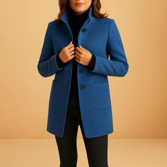 Barclay & Bloom | Damen Wollmischmantel – Einreihige mittellange Jacke