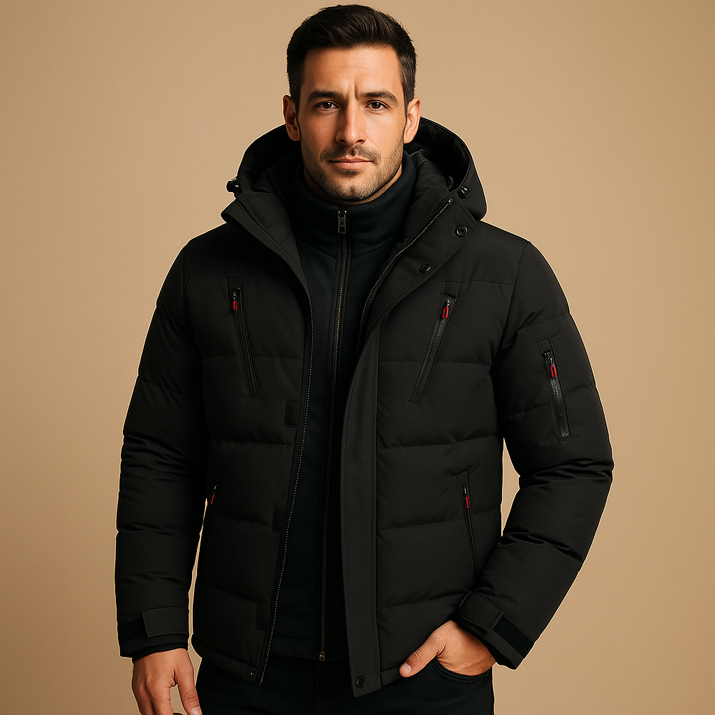 Damian Men’s Puffer Jacket – Quilted Winter Hooded Coat