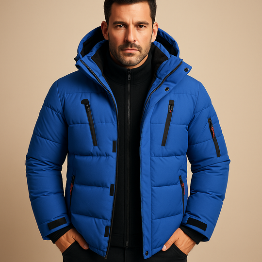 Damian Men’s Puffer Jacket – Quilted Winter Hooded Coat