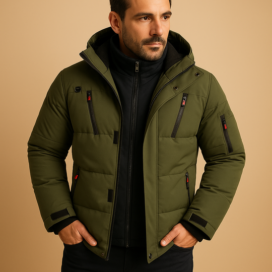 Damian Men’s Puffer Jacket – Quilted Winter Hooded Coat