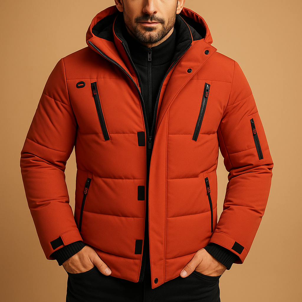Damian Men’s Puffer Jacket – Quilted Winter Hooded Coat