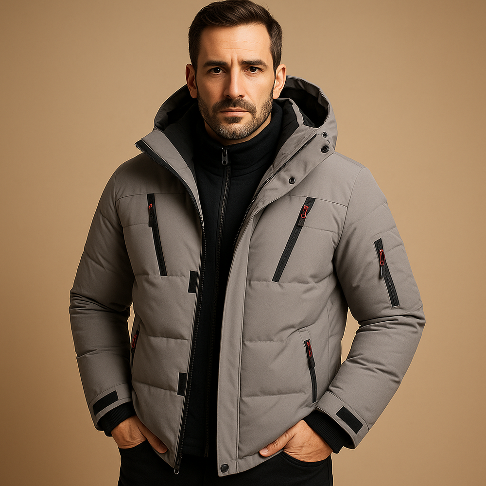 Damian Men’s Puffer Jacket – Quilted Winter Hooded Coat